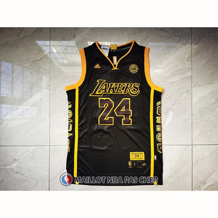 Maillot Los Angeles Lakers Kobe Bryant NO 24 Retired Noir